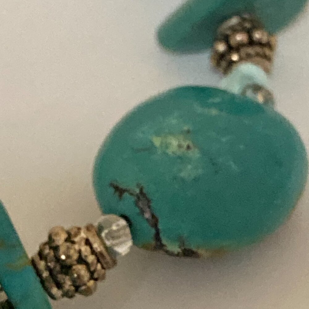 Peyote Bird Signed Turquoise Necklace 925 Sterling Silver 16" - Picture 12 of 13